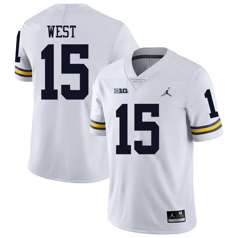 Jordan Brand Men #15 Jacob West Michigan Wolverines College Football Jerseys Sale-White